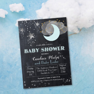 Twinkle Little Star Moon Blad för Baby Shower Inbj Inbjudningar
