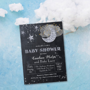 Twinkle Little Star Moon Blad för Baby Shower Inbj Inbjudningar