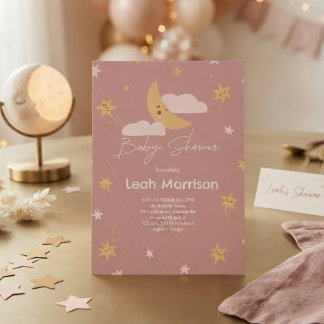 Twinkle Little Star Moon & Stars Baby Shower Inbjudningar