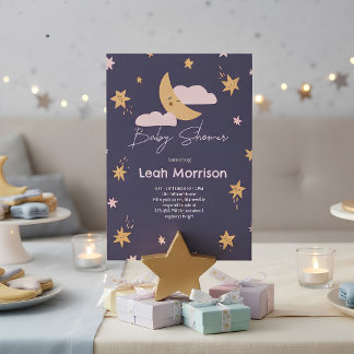 Twinkle Little Star Moon & Stars Barnrumsfest Inbjudningar