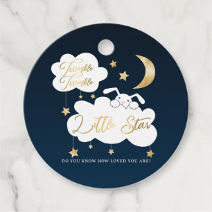 Twinkle Little Star Navy Bunny Gåvor Etiketter