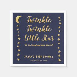 Twinkle Little Star Navyblå Guldbabyshower Pappersservett