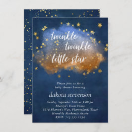 Twinkle Little Star | Neutralt Blue Copper and Gul Inbjudningar