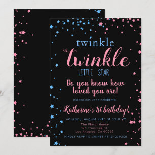 Twinkle Little Star Neutralt Girl & Boy Bird Day Inbjudningar