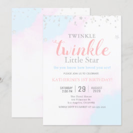 Twinkle Little Star Neutralt Girl & Boy Birthday Inbjudningar