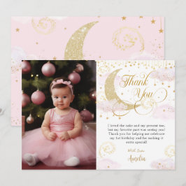 Twinkle Little Star Pastel Rosa 1:a födelsedagsfot Tack Kort