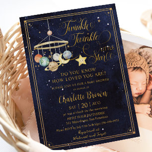 Twinkle Little Star Planets Night Himmel Baby Show Inbjudningar