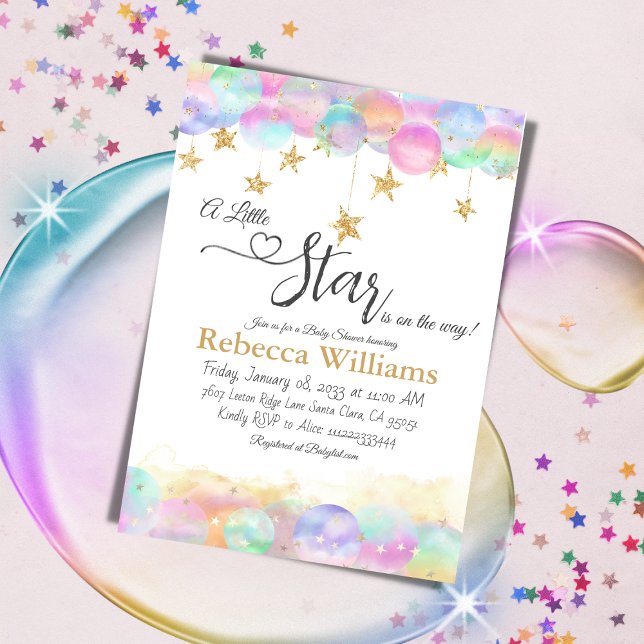 Twinkle Little Star Rainbow Bubbles Baby Shower Inbjudningar (Skapare uppladdad)