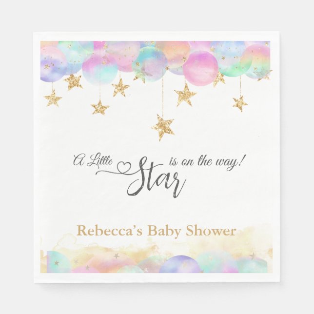 Twinkle Little Star Rainbow Bubbles Baby Shower Pappersservett (Framsidan)