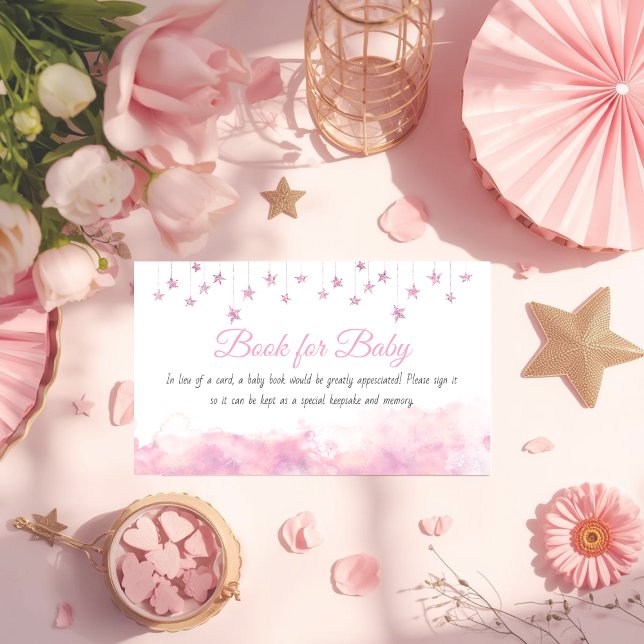 Twinkle Little Star Rosa Bebis Babyshower Bok Begä Tilläggskort (Skapare uppladdad)