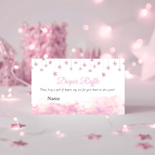 Twinkle Little Star Rosa Flickig Baby Shower Blöja Tilläggskort