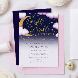Twinkle Little Star Rosa Girl Girl Baby Sprinkle Inbjudningar