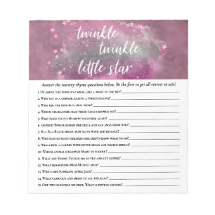 Twinkle Little Star Rosa Grått Nursery Rhyme Qui Anteckningsblock