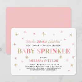 Twinkle Little Star Rosa & Guld Baby Sprinkle Inbjudningar
