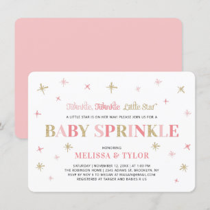 Twinkle Little Star Rosa & Guld Baby Sprinkle Inbjudningar