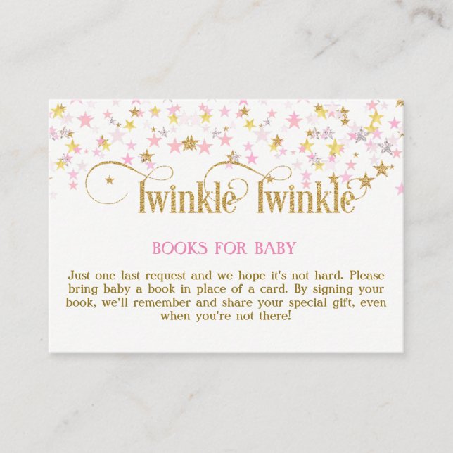 Twinkle Little Star Rosa Guld Bok Rekommendationsk Tilläggskort (Framsida)