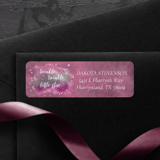 Twinkle Little Star | ROSA SILVER GRÅTT ADRESS Returadress Etikett