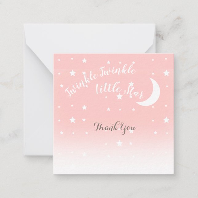 Twinkle Little Star rosa tackkort Card Anteckningskort (Framsida)