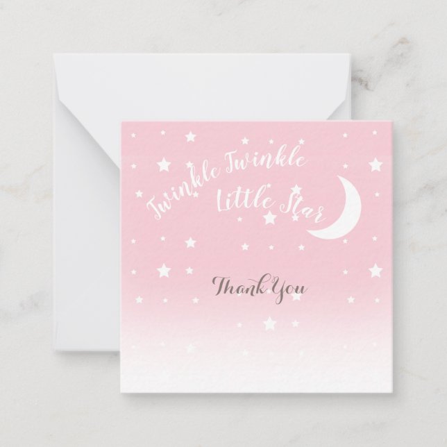 Twinkle Little Star rosa tackkort-kort Anteckningskort (Framsida)