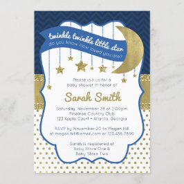 Twinkle Little Star Shower Inbjudan, Faux Glitter Inbjudningar