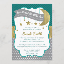 Twinkle Little Star Shower Inbjudan, Faux Glitter Inbjudningar