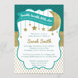 Twinkle Little Star Shower Inbjudan, Faux Glitter Inbjudningar