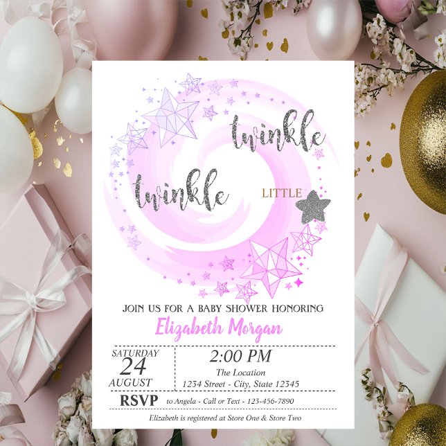 Twinkle Little Star Silver Glitter Baby Shower Inbjudningar (Skapare uppladdad)