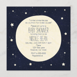 Twinkle Little Star Stjärnhimmel & Moon Baby Showe Inbjudningar