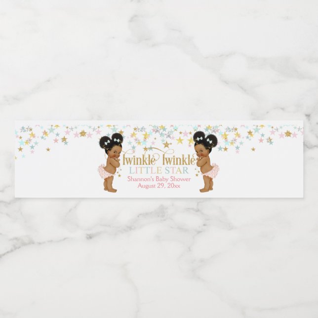 Twinkle Little Star Twin Girls Puffs Vattenflaskor Etikett (Singel etikett)