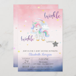Twinkle Little Star Unicorn Baby Shower Inbjudningar