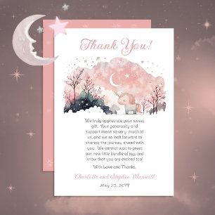 Twinkle Little Star Unicorn Rosa Girl Baby Shower Tack Kort
