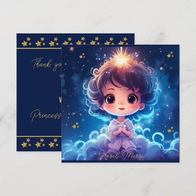 Twinkle Little Starry Princess Girl Birthday Tack Kort (Fram/baksida)