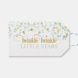 Twinkle Little Stars Baby Shower Mintgrön Presentetikett