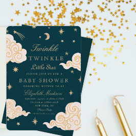 Twinkle Little Stars Cute Måne Baby Shower Inbjudningar