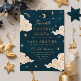 Twinkle Little Stars Cute Måne Baby Shower Inbjudningar