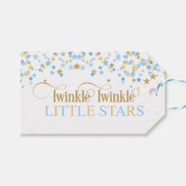 Twinkle Little Stars Tvillingar Baby Shower Blå &  Presentetikett