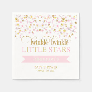 Twinkle Little Stars Tvillingar Baby Shower Rosa G Pappersservett