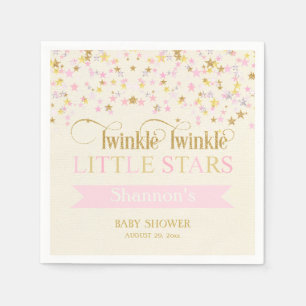 Twinkle Little Stars Tvillingar Baby Shower Rosa G Pappersservett