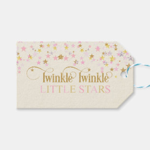 Twinkle Little Stars Tvillingar Baby Shower Rosa G Presentetikett