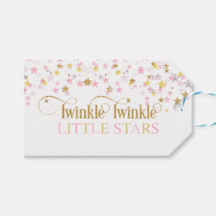 Twinkle Little Stars Tvillingar Baby Shower Rosa G Presentetikett