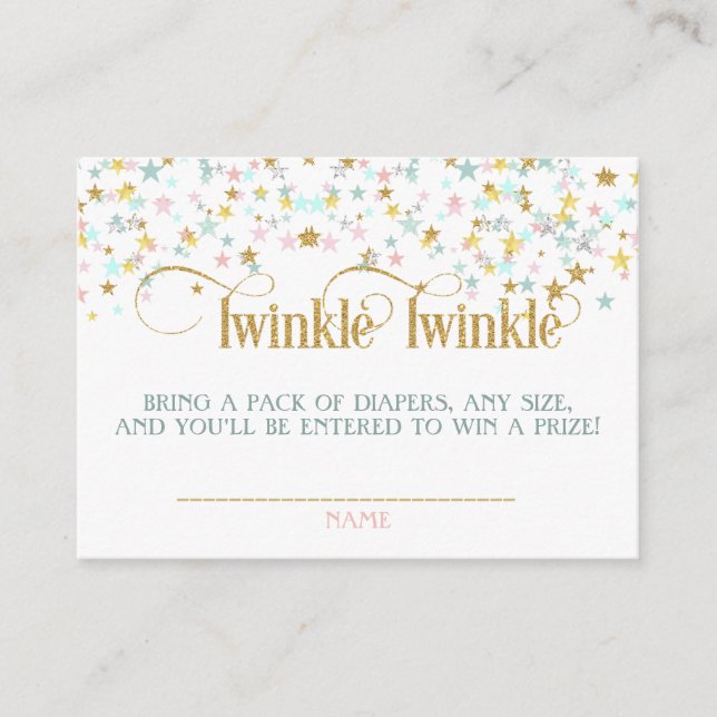 Twinkle Little Stars Tvillingar Blöja Lotteri Tilläggskort (Framsida)