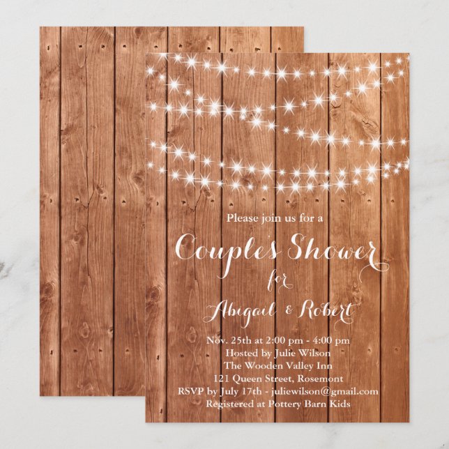 Twinkle Ljus Couples Shower-inbjudan - ek Inbjudningar (Fram/baksida)