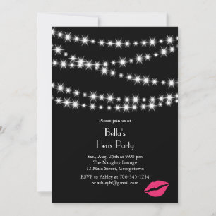 Twinkle Ljus Hens Party (svart) Inbjudningar