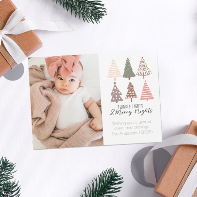 Twinkle Ljus och Merry Nights Cute Helgdag Card Julkort (Skapare uppladdad)