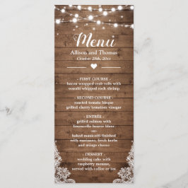 Twinkle Ljus Snöre Rustic Land Wood Bröllop Meny