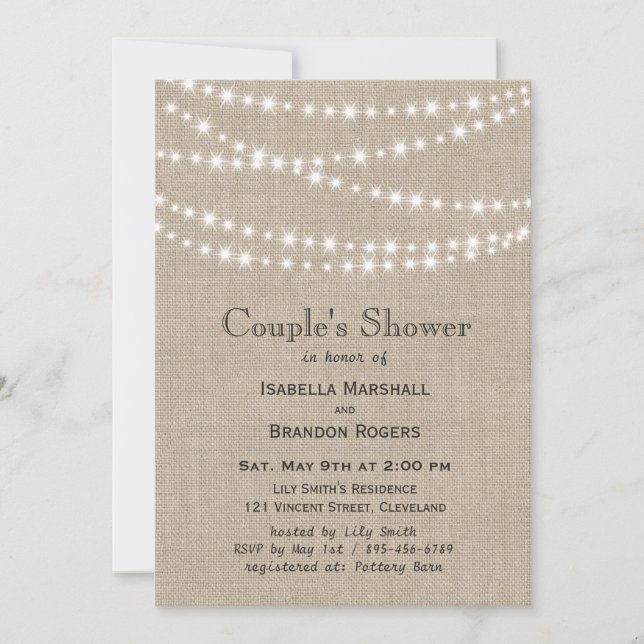 Twinkle Ljus Typography Couples Shower Inbjudan (Framsida)