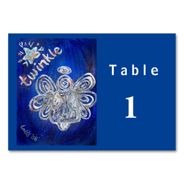 Twinkle Silver Angel Anpassningsbar Bord-kort Bordsnummer (Framsidan)