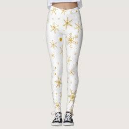 Twinkle Snowflake 3 - Guld & White- Leggings