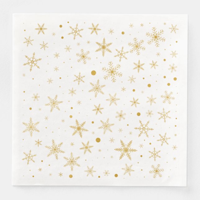 Twinkle Snowflake 3 - Guld & White- Pappersservett (Framsida)