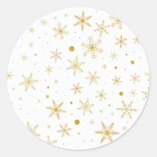 Twinkle Snowflake 3 - Guld & White- Runt Klistermärke